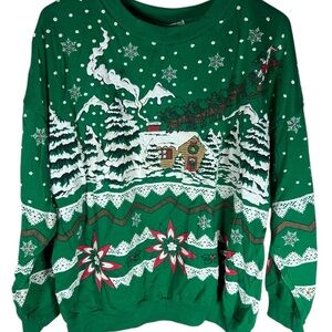Vintage Nut Cracker Green Christmas Sweater Size L
